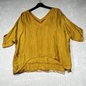 Gigi Moda Blouse Womens Size Small Gold Silk Top Blouse Layered Made In Italy